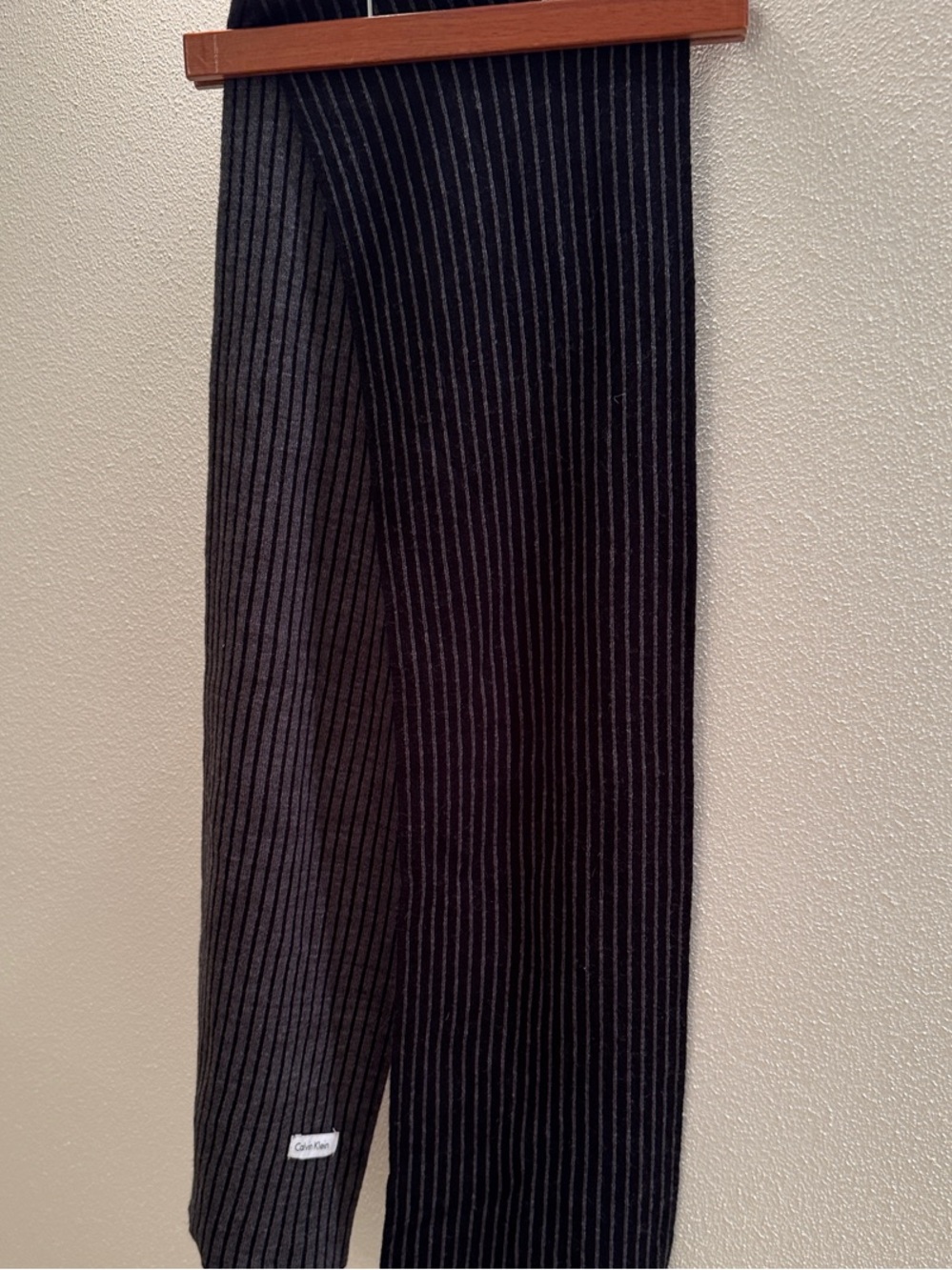 Calvin Klein Black and Grey Pinstripe Scarf